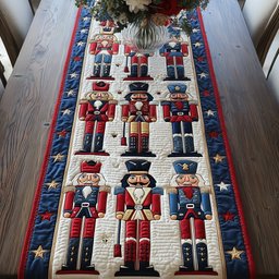 Nutcrackers with Blue Star Border Table Runner - Made to Order TABLE928