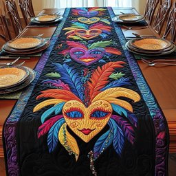 Purple Feather Masquerade Mask Table Runner - Made to Order TABLE928