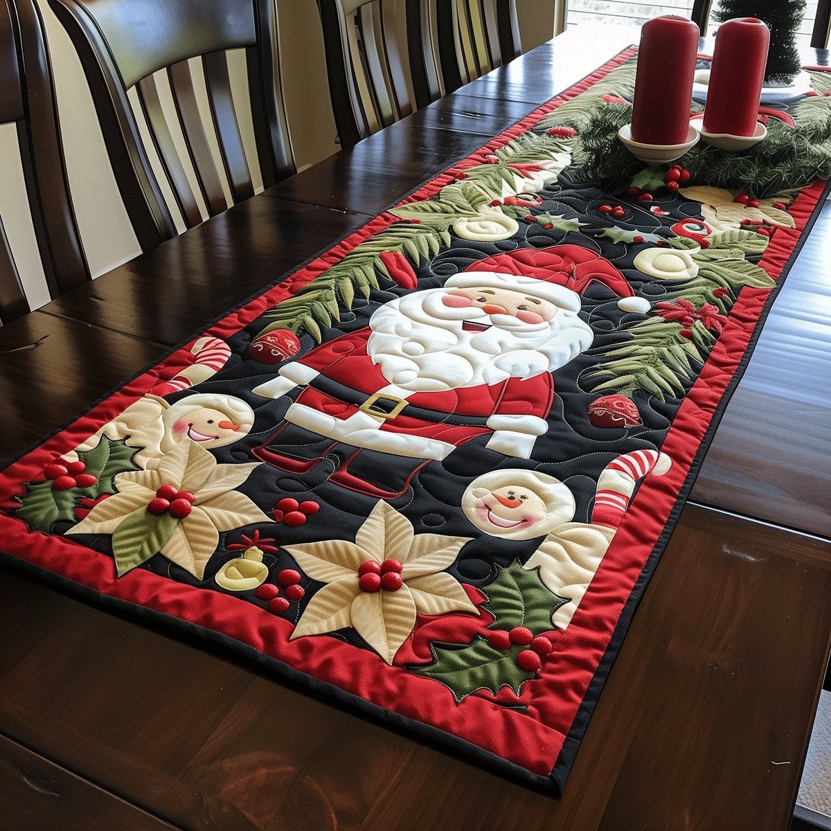Santa Cheerful Table Runner - Made to Order TABLE928