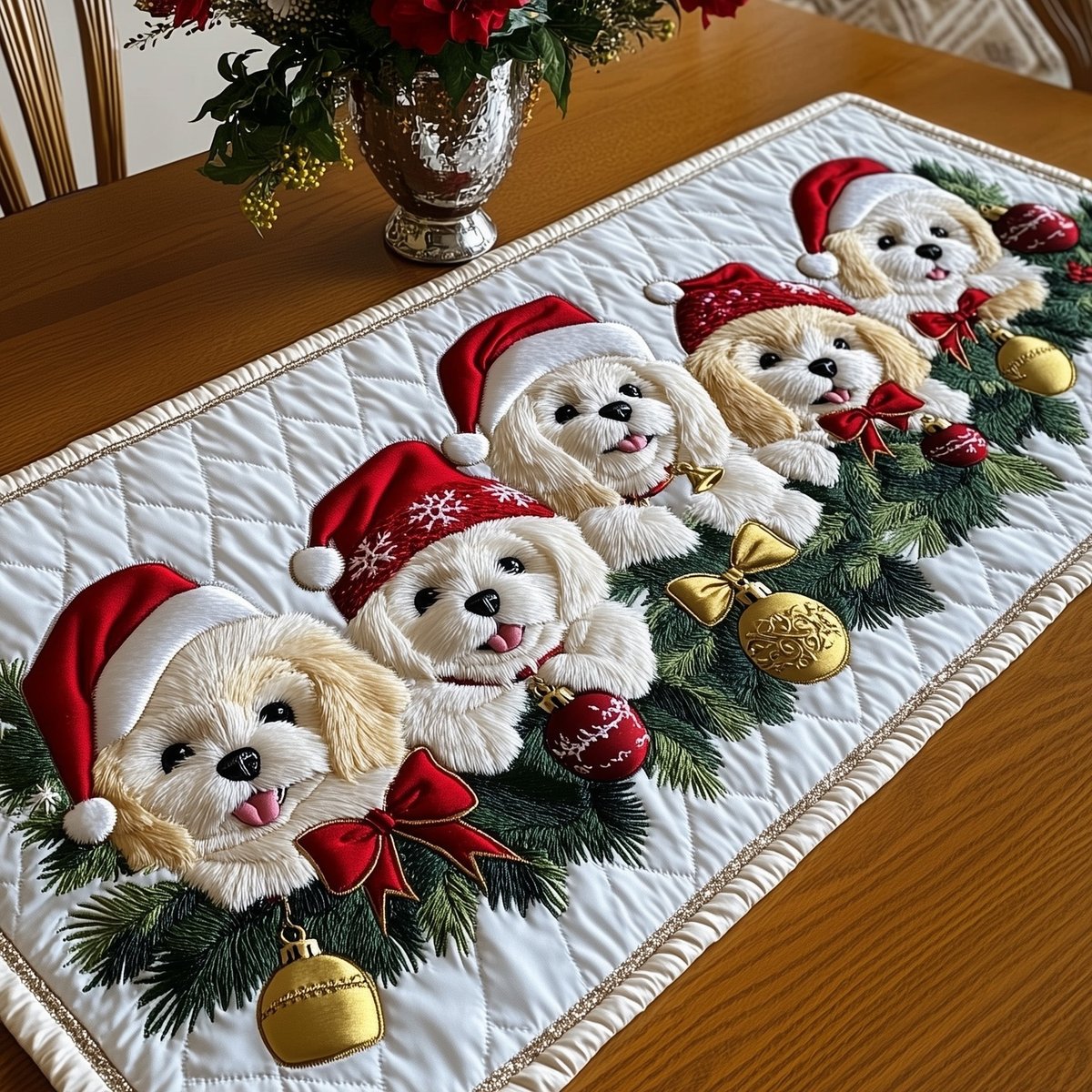Jolly Bichon Table Runner - Made to Order TABLE928