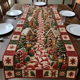 Gingerbread Christmas Village Table Runner - Made to Order TABLE928