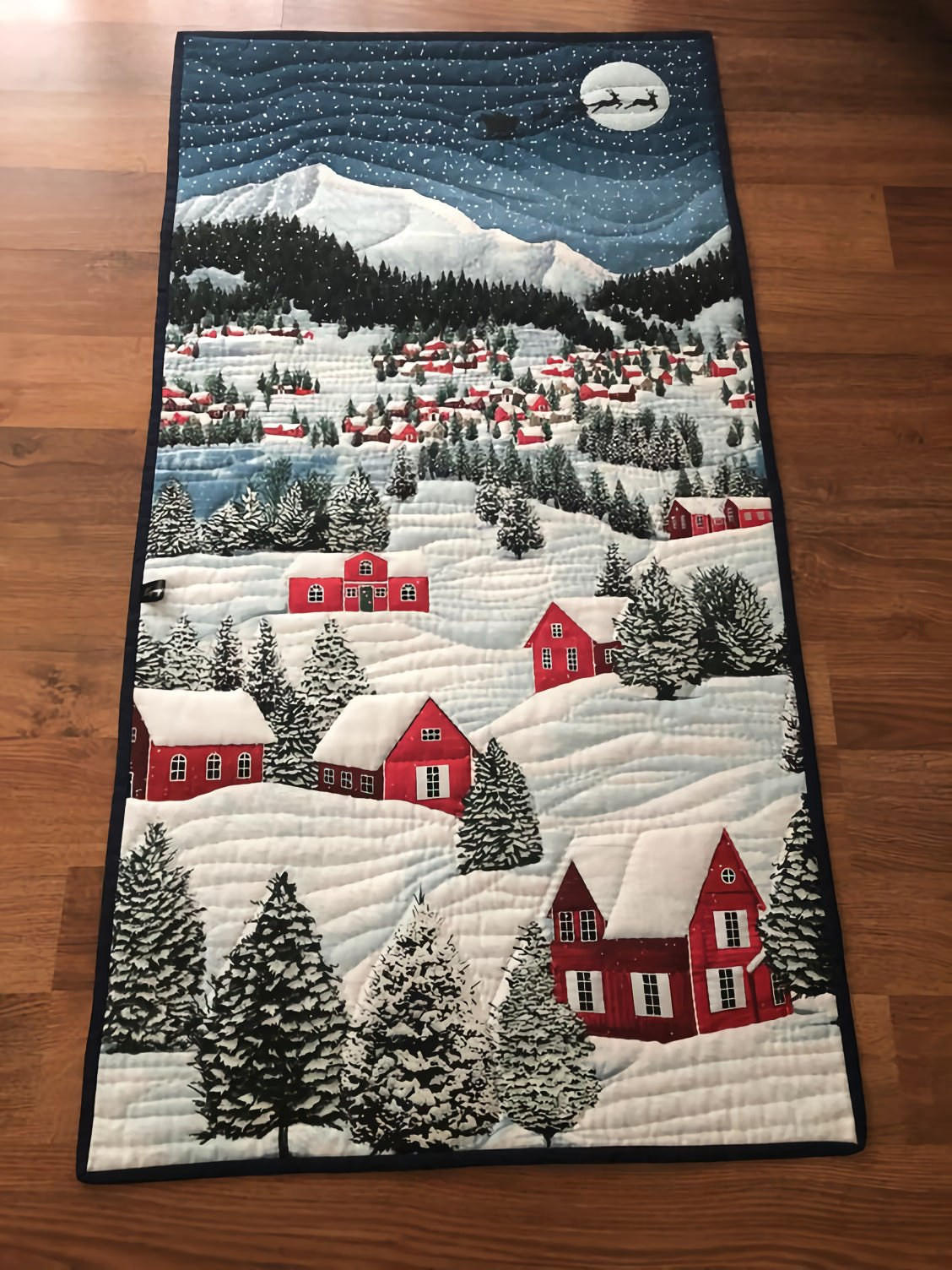 Holly Christmas Village Table Runner - Made to Order TABLE928