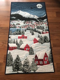 Holly Christmas Village Table Runner - Made to Order TABLE928