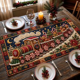 Gingerbread Christmas Express Table Runner - Made to Order TABLE928