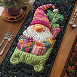 Gnome Riding Sleigh Full of Gifts Table Runner - Made to Order TABLE928