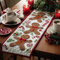 Gingerbread Men with Peppermint Candies Table Runner - Made to Order TABLE928