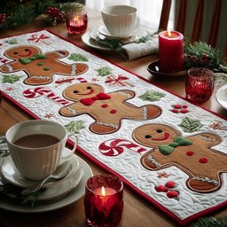 Gingerbread Men with Candy Canes Table Runner - Made to Order TABLE928