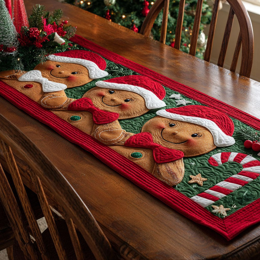 Gingerbread Men in Santa Hats Table Runner - Made to Order TABLE928