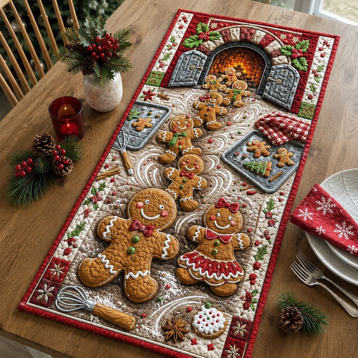 Gingerbread Bakery Christmas Table Runner - Made to Order TABLE928