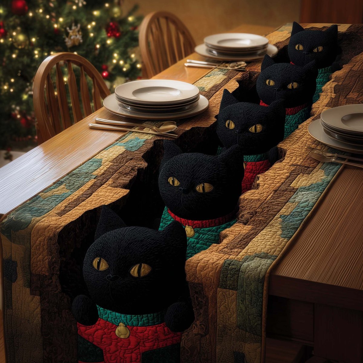 Festive Cats Table Runner - Made to Order TABLE928