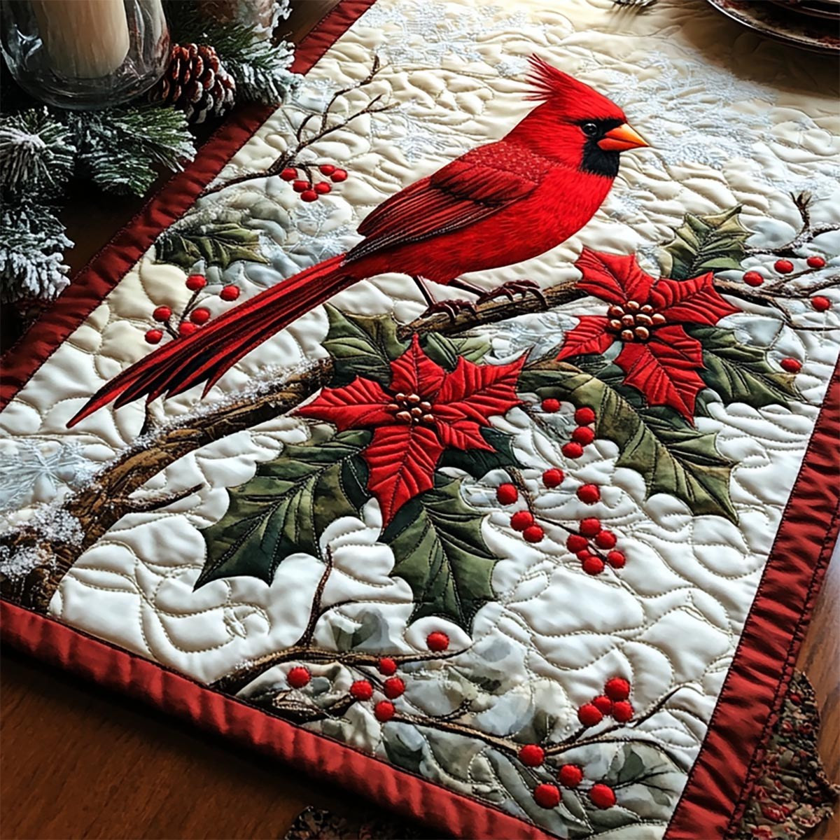 Cardinal Noel Elegance Table Runner - Made to Order TABLE928