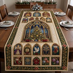 Christmas Cathedral Window Table Runner - Made to Order TABLE928