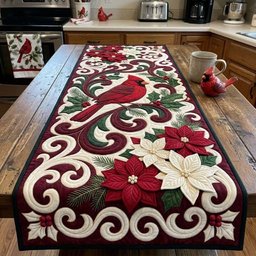 Cardinal Baroque Christmas Table Runner - Made to Order TABLE928