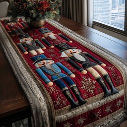 Blue and Red Nutcrackers Table Runner - Made to Order TABLE928