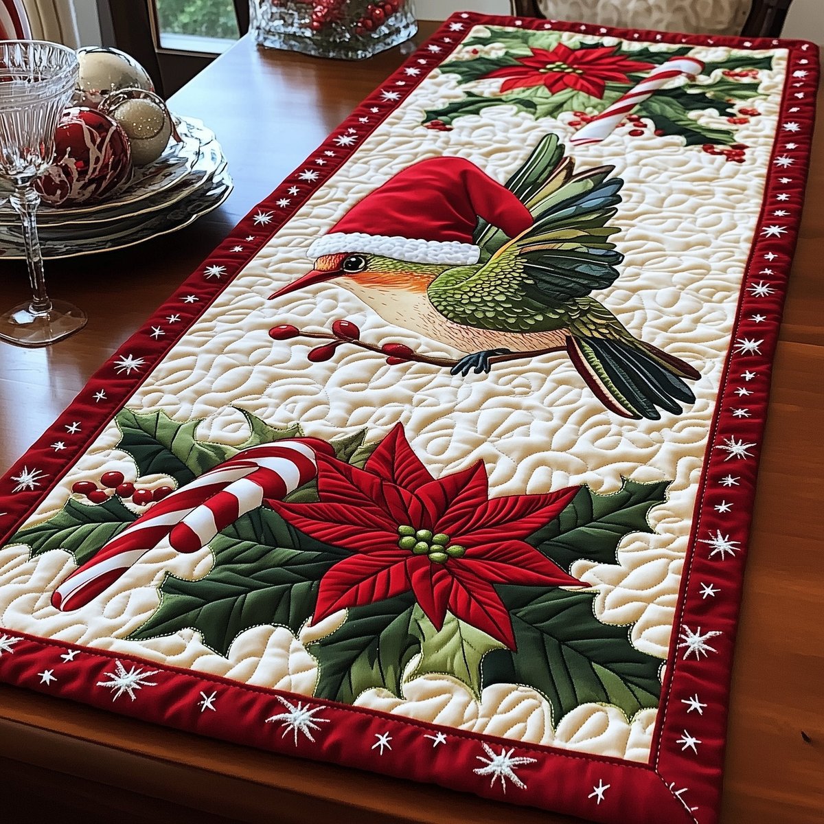 Christmas Hummingbird Table Runner - Made to Order TABLE928