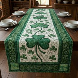 Big Green Shamrock on Cream Table Runner - Made to Order TABLE928