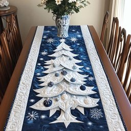 Blue Christmas Tree Table Runner - Made to Order TABLE928