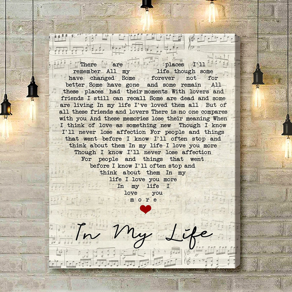 In My Life Script Heart Song Lyric Art Print Canvas Print Frames SCV203 ...