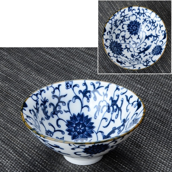 1 PCS Chinese Blue And White Porcelain Teacup Travel Ceramic Tea Bowl Anti Scaling Hand-Painted Cone Cup Meditation Cups Tea Set