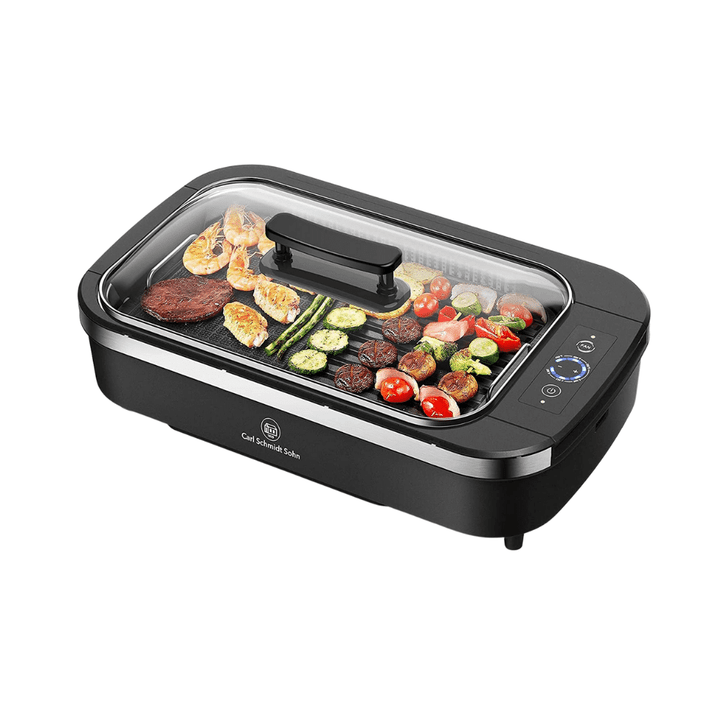 1829 Carl Schmidt Sohn Smokeless Grill Indoor - Electric Grill with Tempered Glass Lid