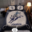 Personalized Name Bull Riding Blue Rope Bedding Set