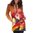 All Over Printed Parrots Hoodie Dress H258B