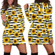 All Over Printing Yellow Sunflower Hoodie Dress