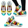Fire and Turquoise with Black Women's Athletic Sneakers White Sole
