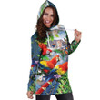 All Over Printed Parrots Hoodie Dress H2399B