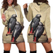 All Over Printed Parrots Hoodie Dress H2079B