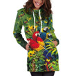 All Over Printed Parrots Hoodie Dress H146B