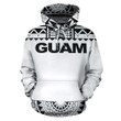 Guam All Over Hoodie - Polynesian White And Black - BN09