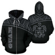 Guam All Over Zip-Up Hoodie - Micronesia Curve Grey Style - BN09
