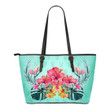 Hibiscus Small Leather Tote Bag 06 - AH