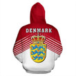Denmark Sport Flag Hoodie - Stripes Style 01 NNK 006