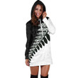 New Zealand Silver Fern Hoodie Dress Black White K4
