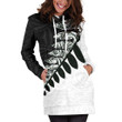 New Zealand Silver Fern Hoodie Dress Black White K4