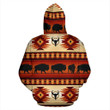 3D Native American Tribal Pattern Bison Brown Zipper Hoodie NVD1304