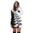 Aotearoa Silver Fern Koru Style Hoodie Dress Black White K4