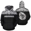 Aquarius Zodiac - Poly All Over Hoodie Black Version  NTH140846