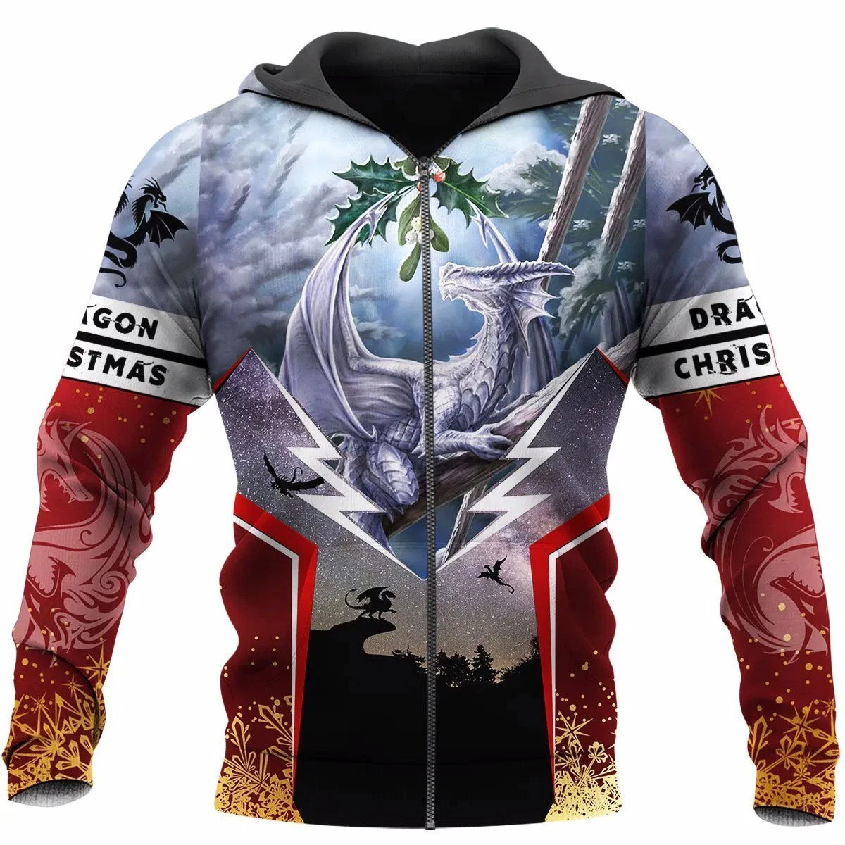 3D Tattoo and Dungeon Dragon Hoodie NM050966-Apparel-NM-Zip hoodie-S-Vibe Cosy™