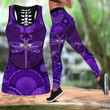 Dragonfly purple legging + hollow tanktop combo HAC300303 - Amaze Style™-Apparel