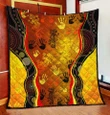 Aboriginal Rock Painting Hand Lizard Australia Art Golden Style Quilt