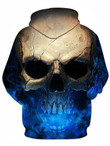 3D Effect Skull Print Pullover Hoodie Blue HC0603 - Amaze Style™-Apparel