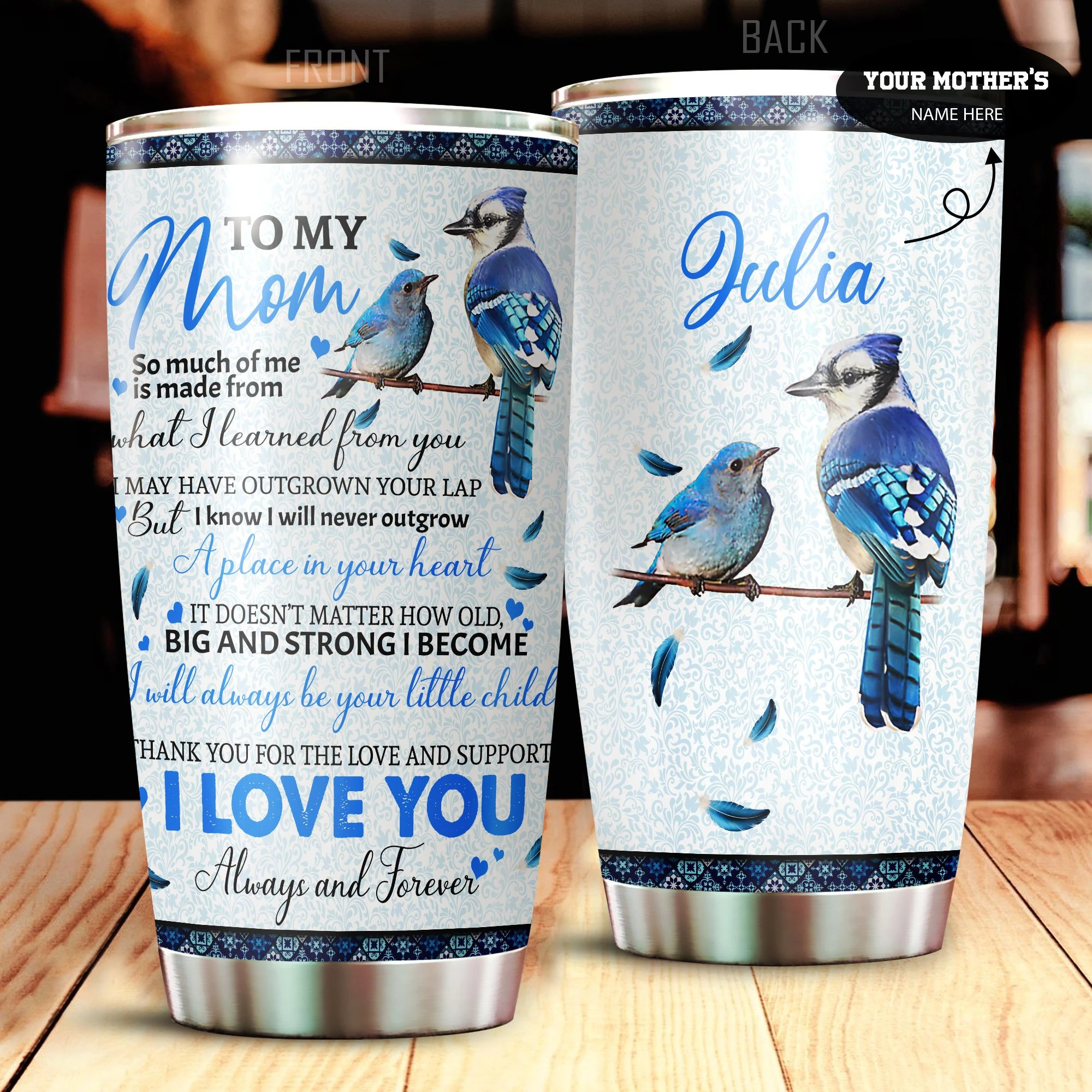 To My Mom Personalized Stainless Steel Tumbler 20 Oz PiT100401-Tumbler-NM-Vibe Cosy™