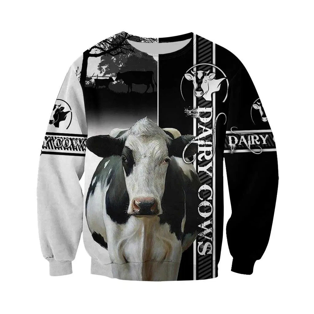 Dairy Cow Hoodie T-Shirt Sweatshirt for Men and Women NM121102-Apparel-NM-Sweater-S-Vibe Cosy™