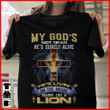 Christian Shirt, Gift For Christian, My God's Not Dead He's Surely Alive Lion T-Shirt