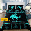Personalized Name Rodeo Bedding Set Blue Bucking Horse