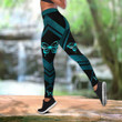 Blue butterfly legging + hollow tank combo HAC150401 - Amaze Style™-Apparel