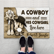 Tmarc Tee A Cowboy And His Cowgirl Live Here Personalized Doormat Welcome Mat, Best Gift For Home Decoration